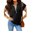 image:imageDokotoo Womens Short Sleeve Sweater Spring Summer Tops Button Collar Lightweight Knit Sweaters Vacation OutfitsBlack