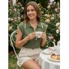 image:imageDokotoo Womens Short Sleeve Sweater Spring Summer Tops Button Collar Lightweight Knit Sweaters Vacation OutfitsGreen