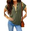 image:imageDokotoo Womens Short Sleeve Sweater Spring Summer Tops Button Collar Lightweight Knit Sweaters Vacation OutfitsGreen