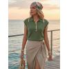 image:imageDokotoo Womens Short Sleeve Sweater Spring Summer Tops Button Collar Lightweight Knit Sweaters Vacation OutfitsGreen