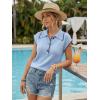 image:imageDokotoo Womens Short Sleeve Sweater Spring Summer Tops Button Collar Lightweight Knit Sweaters Vacation OutfitsSky Blue