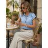 image:imageDokotoo Womens Short Sleeve Sweater Spring Summer Tops Button Collar Lightweight Knit Sweaters Vacation OutfitsSky Blue