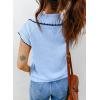 image:imageDokotoo Womens Short Sleeve Sweater Spring Summer Tops Button Collar Lightweight Knit Sweaters Vacation OutfitsSky Blue