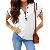 image:imageDokotoo Womens Short Sleeve Sweater Spring Summer Tops Button Collar Lightweight Knit Sweaters Vacation OutfitsWhite