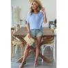 image:imageDokotoo Womens Short Sleeve Sweaters 2026 Summer Lightweight V Neck Pullover Tops Dressy Business Casual Blouses ClothesBeau Blue