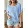image:imageDokotoo Womens Short Sleeve Sweaters 2026 Summer Lightweight V Neck Pullover Tops Dressy Business Casual Blouses ClothesBeau Blue
