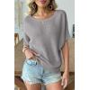 image:imageDokotoo Womens Short Sleeve Sweaters 2026 Summer Lightweight V Neck Pullover Tops Dressy Business Casual Blouses ClothesLight Grey