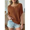 image:imageDokotoo Womens Short Sleeve Sweaters 2026 Summer Lightweight V Neck Pullover Tops Dressy Business Casual Blouses ClothesThai Curry