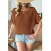 image:imageDokotoo Womens Short Sleeve Sweaters 2026 Summer Lightweight V Neck Pullover Tops Dressy Business Casual Blouses ClothesThai Curry