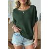 image:imageDokotoo Womens Short Sleeve Sweaters 2026 Summer Lightweight V Neck Pullover Tops Dressy Business Casual Blouses ClothesVineyard Green