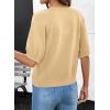 image:imageDokotoo Womens Summer Casual Puff Short Sleeve Cardigan Sweaters Lightweight Soft Crewneck Button Down Knit Sweater TopsApricot