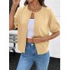 image:imageDokotoo Womens Summer Casual Puff Short Sleeve Cardigan Sweaters Lightweight Soft Crewneck Button Down Knit Sweater TopsApricot