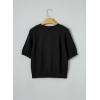 image:imageDokotoo Womens Summer Casual Puff Short Sleeve Cardigan Sweaters Lightweight Soft Crewneck Button Down Knit Sweater TopsBlack