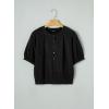 image:imageDokotoo Womens Summer Casual Puff Short Sleeve Cardigan Sweaters Lightweight Soft Crewneck Button Down Knit Sweater TopsBlack