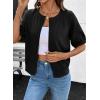 image:imageDokotoo Womens Summer Casual Puff Short Sleeve Cardigan Sweaters Lightweight Soft Crewneck Button Down Knit Sweater TopsBlack