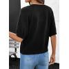 image:imageDokotoo Womens Summer Casual Puff Short Sleeve Cardigan Sweaters Lightweight Soft Crewneck Button Down Knit Sweater TopsBlack