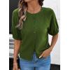 image:imageDokotoo Womens Summer Casual Puff Short Sleeve Cardigan Sweaters Lightweight Soft Crewneck Button Down Knit Sweater TopsGreen