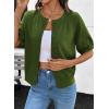 image:imageDokotoo Womens Summer Casual Puff Short Sleeve Cardigan Sweaters Lightweight Soft Crewneck Button Down Knit Sweater TopsGreen