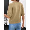 image:imageDokotoo Womens Summer Casual Puff Short Sleeve Cardigan Sweaters Lightweight Soft Crewneck Button Down Knit Sweater TopsKhaki