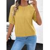 image:imageDokotoo Womens Summer Casual Puff Short Sleeve Cardigan Sweaters Lightweight Soft Crewneck Button Down Knit Sweater TopsYellow