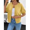 image:imageDokotoo Womens Summer Casual Puff Short Sleeve Cardigan Sweaters Lightweight Soft Crewneck Button Down Knit Sweater TopsYellow