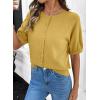 image:imageDokotoo Womens Summer Casual Puff Short Sleeve Cardigan Sweaters Lightweight Soft Crewneck Button Down Knit Sweater TopsYellow