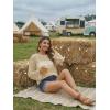 image:imageDokotoo Womens Summer Crochet Hollow Out Sweater Bell Sleeve Beach Coverup Casual Pullover Shirt Tops Vacation OutfitsBeige