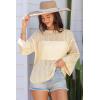 image:imageDokotoo Womens Summer Crochet Hollow Out Sweater Bell Sleeve Beach Coverup Casual Pullover Shirt Tops Vacation OutfitsBeige