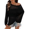 image:imageDokotoo Womens Summer Crochet Hollow Out Sweater Bell Sleeve Beach Coverup Casual Pullover Shirt Tops Vacation OutfitsBlack