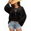image:imageDokotoo Womens Summer Crochet Hollow Out Sweater Bell Sleeve Beach Coverup Casual Pullover Shirt Tops Vacation OutfitsBlack