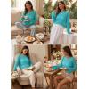 image:imageDokotoo Womens Summer Crochet Hollow Out Sweater Bell Sleeve Beach Coverup Casual Pullover Shirt Tops Vacation OutfitsBlue