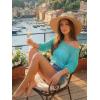 image:imageDokotoo Womens Summer Crochet Hollow Out Sweater Bell Sleeve Beach Coverup Casual Pullover Shirt Tops Vacation OutfitsBlue