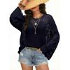 image:imageDokotoo Womens Summer Crochet Hollow Out Sweater Bell Sleeve Beach Coverup Casual Pullover Shirt Tops Vacation OutfitsNavy Blue