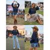 image:imageDokotoo Womens Summer Crochet Hollow Out Sweater Bell Sleeve Beach Coverup Casual Pullover Shirt Tops Vacation OutfitsNavy Blue