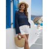 image:imageDokotoo Womens Summer Crochet Hollow Out Sweater Bell Sleeve Beach Coverup Casual Pullover Shirt Tops Vacation OutfitsNavy Blue