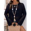 image:imageDokotoo Womens Summer Crochet Hollow Out Sweater Bell Sleeve Beach Coverup Casual Pullover Shirt Tops Vacation OutfitsNavy Blue