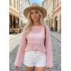 image:imageDokotoo Womens Summer Crochet Hollow Out Sweater Bell Sleeve Beach Coverup Casual Pullover Shirt Tops Vacation OutfitsPink