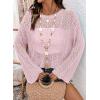 image:imageDokotoo Womens Summer Crochet Hollow Out Sweater Bell Sleeve Beach Coverup Casual Pullover Shirt Tops Vacation OutfitsPink