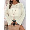 image:imageDokotoo Womens Summer Crochet Hollow Out Sweater Bell Sleeve Beach Coverup Casual Pullover Shirt Tops Vacation OutfitsWhite