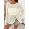 image:imageDokotoo Womens Summer Crochet Hollow Out Sweater Bell Sleeve Beach Coverup Casual Pullover Shirt Tops Vacation OutfitsWhite