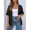 image:imageDokotoo Womens Summer Knit Tops 2026 Textured Button Down Shirts Casual V Neck Short Sleeve Cotton BlousesBlack
