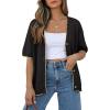 image:imageDokotoo Womens Summer Knit Tops 2026 Textured Button Down Shirts Casual V Neck Short Sleeve Cotton BlousesBlack