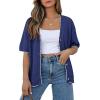 image:imageDokotoo Womens Summer Knit Tops 2026 Textured Button Down Shirts Casual V Neck Short Sleeve Cotton BlousesBlue