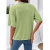 image:imageDokotoo Womens Summer Knit Tops 2026 Textured Button Down Shirts Casual V Neck Short Sleeve Cotton BlousesGreen