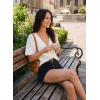 image:imageDokotoo Womens Summer Knit Tops 2026 Textured Button Down Shirts Casual V Neck Short Sleeve Cotton BlousesWhite