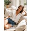 image:imageDokotoo Womens Summer Knit Tops 2026 Textured Button Down Shirts Casual V Neck Short Sleeve Cotton BlousesWhite