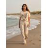 image:imageDokotoo Womens Summer Short Sleeve Sweater Pullover Knit Top Beach Vacation ClothesApricot
