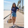image:imageDokotoo Womens Summer Short Sleeve Sweater Pullover Knit Top Beach Vacation ClothesNavy Blue