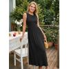 image:imageDokotoo Womens Summer Sleeveless Maxi Dress 2026 Casual Crewneck Twist Knot Stretch a Line Dress with PocketBlack
