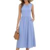 image:imageDokotoo Womens Summer Sleeveless Maxi Dress 2026 Casual Crewneck Twist Knot Stretch a Line Dress with PocketMyosotis
